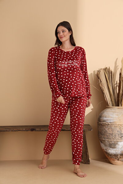 ELİTOL Velvet Polka Love Women's Pajama Set