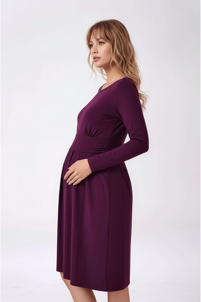 MAMAYAGA Κομψό φόρεμα εγκυμοσύνης με μακρύ μανίκι από βισκόζη με κρυφό τμήμα θηλασμού, κατάλληλο για γυναίκες που φορούν χιτζάμπ