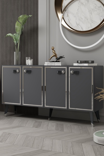 DEMONTE DECOR 8223-64DD KB150 KONSOL,TV ÜNİTESİ ANTRASİT-GÜMÜŞ-SİYAH