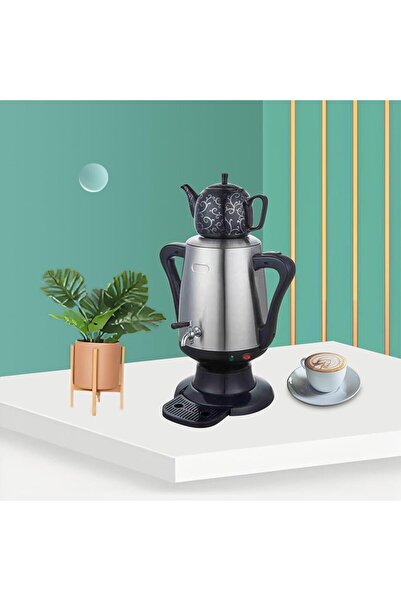 Generic Electric Turkish-Style Samovar 4L Stainless Steel Water Boiler with Ottoman Teapot