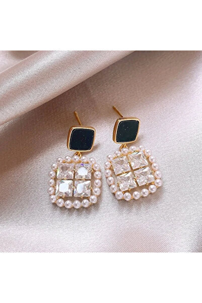 GlaMLo Accessories Elegant Earrings with Crystals, Pearls and Black Detail