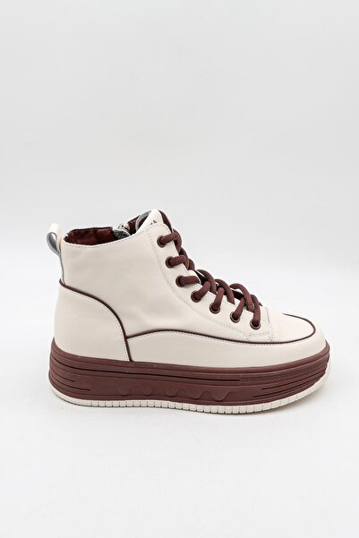 Guja حذاء رياضي يومي نسائي من الجلد برباط ونعل غير قابل للانزلاق GJ335 - بيج ...