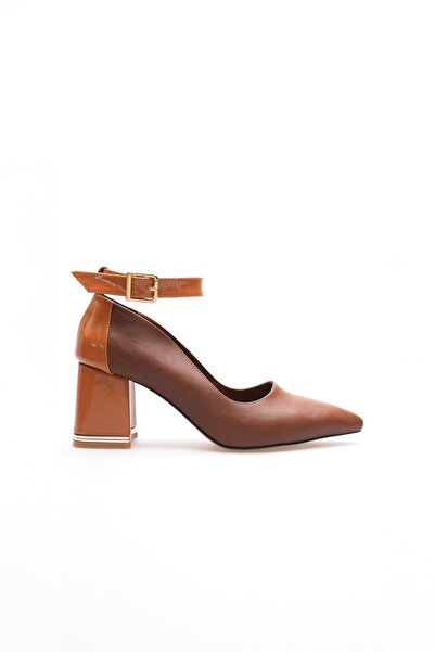 MARCHEO Estelle Women's Tan Thick Heeled Shoes