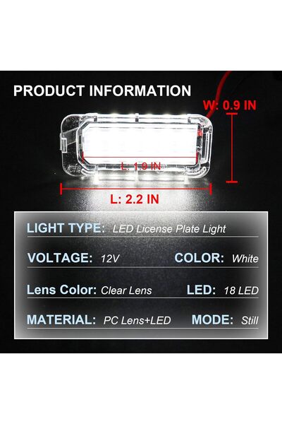 Generic Raryloy LED License Plate Lights, Pack of 2 (Fits Ford Explorer/Escape/Fusion/Fiesta/Lincoln MKC)