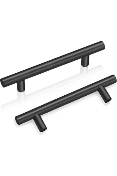Raco Stainless Steel Cabinet Pull Handles Bar Handles for Drawer (10, H Type Matt Black 4")