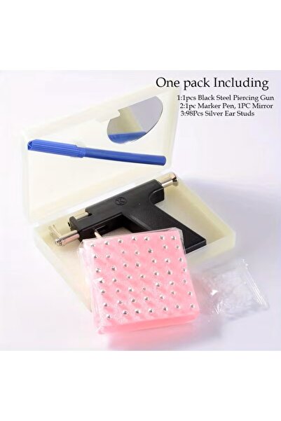 BUĞLEM Kulak Delme Tabancası Ve 98 Adet Küpe Delme Küpesi Kulak Deldirme Deldirtmek Piercing