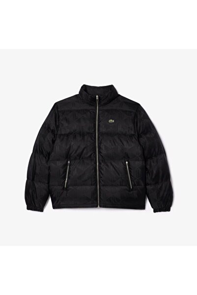 Lacoste Men's Mock Neck Monogram Black Coat Bh4004-031