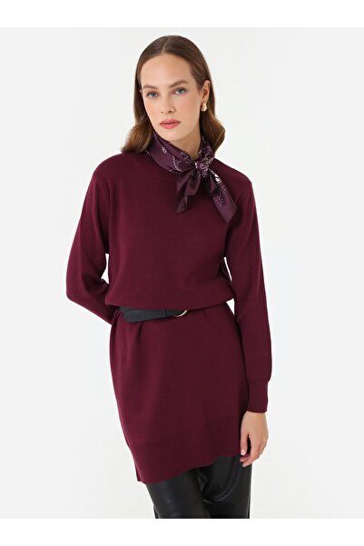 Refka Long Knit Tunic with Crew Neck - Murdum -