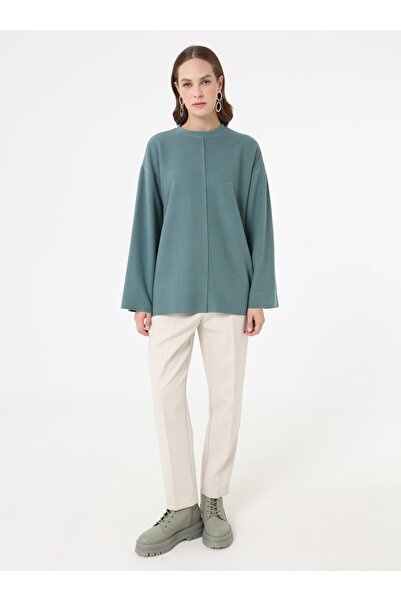 Benin Φούτερ oversized με λεπτομέρεια ραφής - Νεροπράσινο -