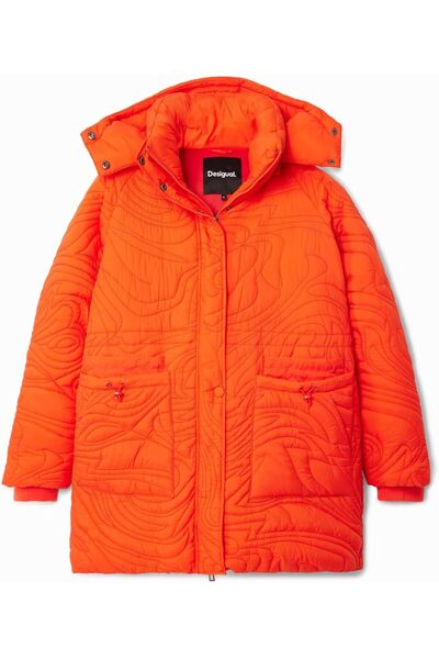 Desi Women Woven Padded Long Coat