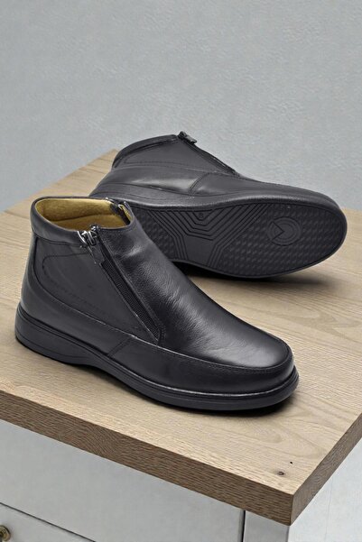 ISPARTALILAR 5499 Genuine Leather Men's Boat Shoes Orthopedic Sole Double Zipper Leather Men's Boots