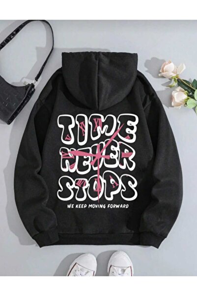 Hunors Sportswear & Company تي شيرت Time Never مطبوع موديل للجنسين من القطن ب...