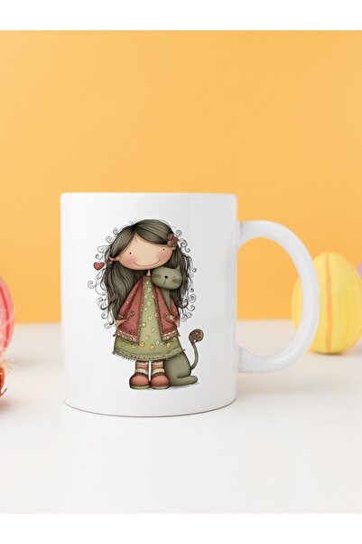 IŞILAY PROMOSYON فتاة غريبة مع قطة كوب بارداك موديل 33