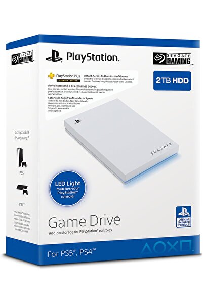 Seagate Game Drive for PS5, 2TB External 2.5" HDD, USB 3.0, White, Blue LED