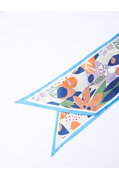 Jimmy Key Mavi Çiçek Desenli Dokuma Fular