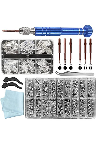 NALACAL Eyeglass Repair Kit with Screws, Nose Pads & Screwdriver (18 Screw Types)