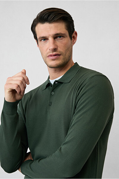 Kiğılı Regular Fit Polo Neck Plain Knit Sweater