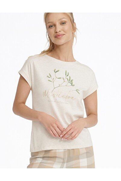 ESOTIQ Women's Classic Pajama Set 2-Piece T-Shirt & Slim Pants Plaid 100% Cotton Comfortable | Mallow