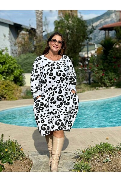 Punta Otantik YG12231 imprimeu leopard Rochie italiană din catifea albă