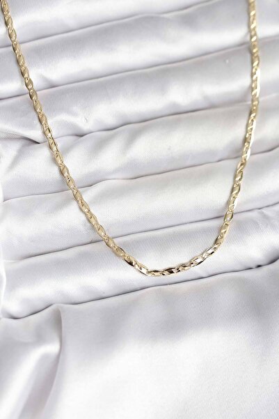 LuxeGem 14K Gold Renk Kaplama Ezme Zincir Model CM Kadın Kolye