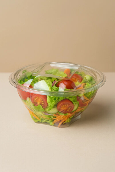 YOK YOK AMBALAJ حاوية سلطة دائرية شفافة سعة 1000 سي سي مع غطاء مانع للتسرب، ح...