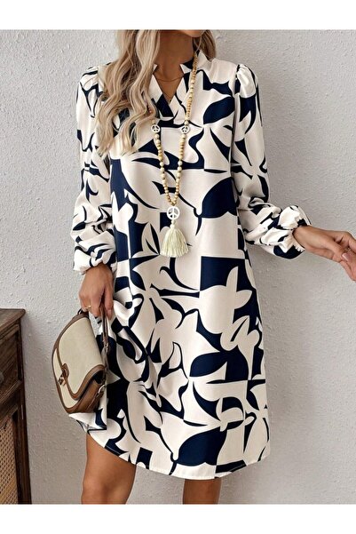 Kokosh moda Γυναικείο μίνι φόρεμα με μακρύ μανίκι με λαιμόκοψη σε σχήμα V