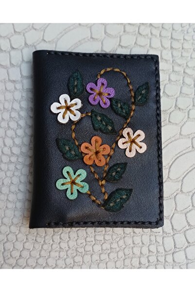 Durush Collection Design Real Leather Black Hand Embroidered Card Holder