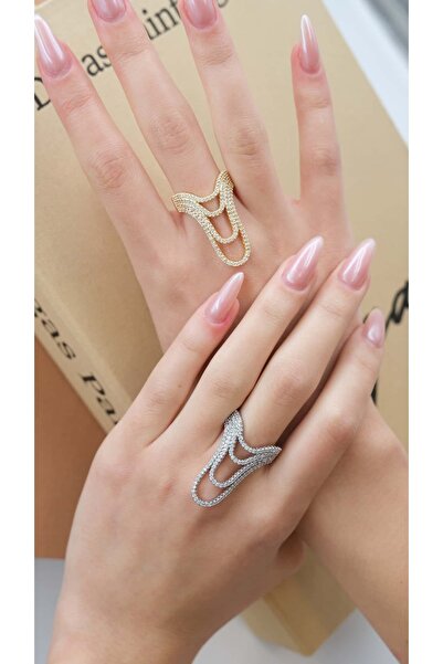 Jerie Full Zircon Stone Flow Design Adjustable Ring