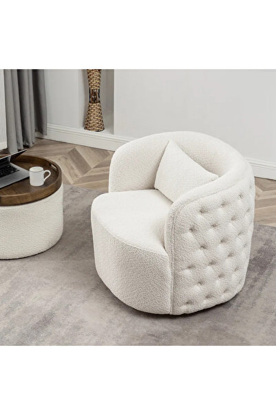 homejoyz WhisperWings Chair | Bouclé Fabric – White