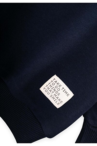 Cigit Paneled Sweatshirt Set 2-8 Years Old Navy/Ecru