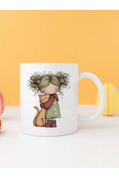 IŞILAY PROMOSYON فتاة غريبة مع قطة كوب بارداك موديل 13