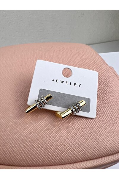 VELİT VOLA T Stone Earrings Double Color