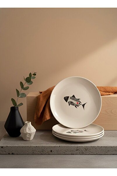 maisone home طقم أطباق كيك سيراميك فاخر بنقشة السمك مكون من 6 قطع بتصميم عصري...