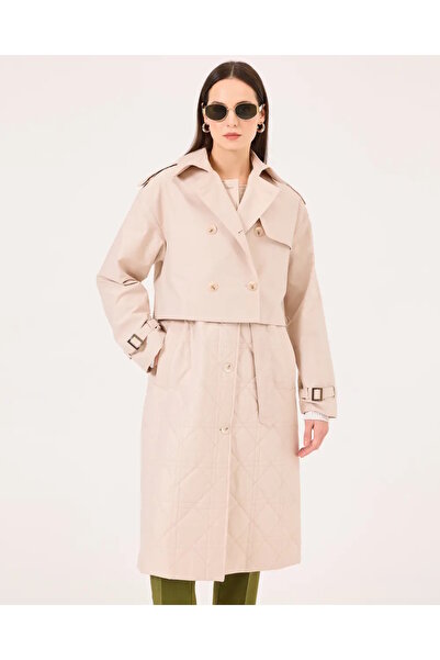 SEÇİLSTORE İÇ YELEKLİ DÜĞMELİ KUŞAKLI TRENÇKOT