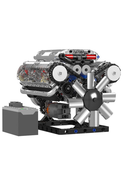 IQ Toys Classic V8 Engine, STEM Kit with Real Design and Functions, 552 pieces, battery operated