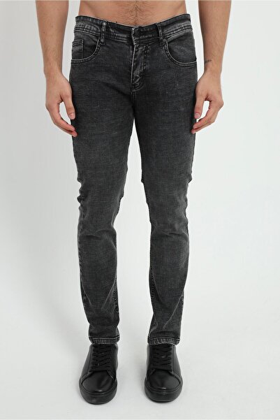 Dufy Gri Slim Fit Denim Erkek Pantolon