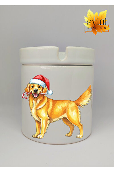 Eylül Design كلب لطيف يرتدي قبعة رأس السنة الجديدة مطبوع من السيراميك، طفاية ...