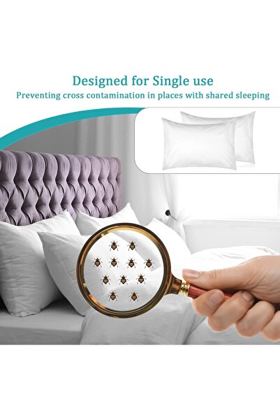 Goodern Disposable Pillow Case Covers (White) - 10 pcs, Non-Woven, Single-Use Travel/Hotel Pillowcas