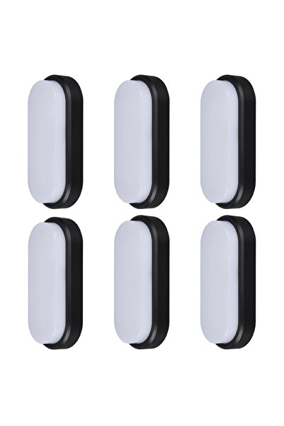 LEDIGANT Set 6 Aplice LED 12W Oval pentru Exterior, 3000K, Negru