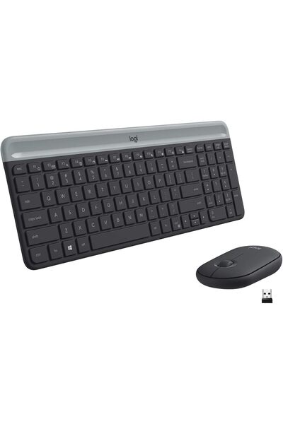 logitech MK470 Slim Wireless Keyboard & Mouse Combo - Arabic QWERTY, Black