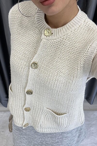 hipatu Gold Düğme Cepli Süveter-Taş(1920)