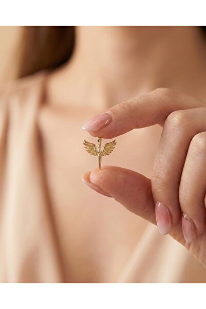 İNDİGO TAKI Sade Minik Mikail Meleği 14 Ayar Altın Kolye Ucu