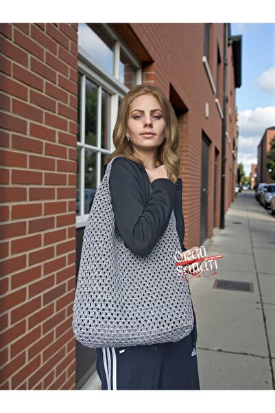 Örgü Sanatı DilekÇak El Örgüsü Rafya İp Heybe Çanta