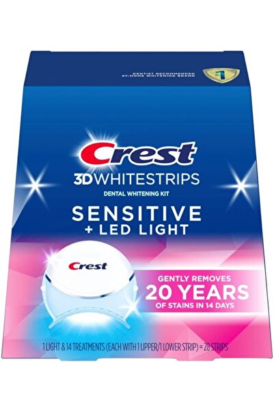 CREST 3D Whitestrips Sensitive & Gentle + LED Light – Teeth Whitening Kit, 14 Treatments (28 Strip