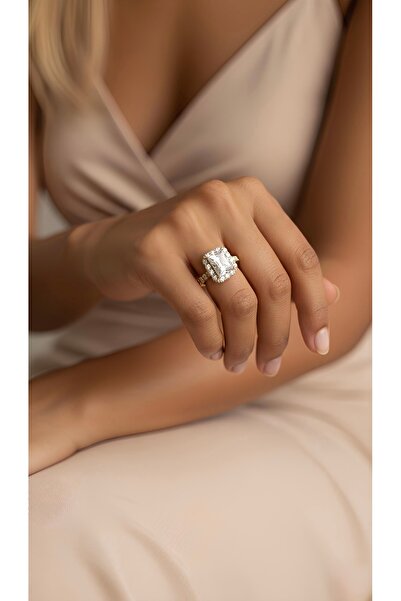 İNN JEWELLERY Steel Ring, Non-Tarnish, Adjustable, Gold Baguette Figured (2 Years Importer Warranty)