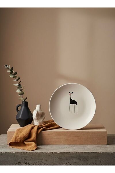 maisone home 6 Pieces Deer Patterned Cake Plate Set Elegant Traces Collection...