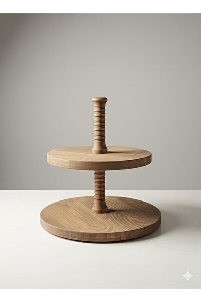 SAMMWOOD 2 Tier Wooden Cake Cookie Display Stand, 2 Tier Natural Wood Stand