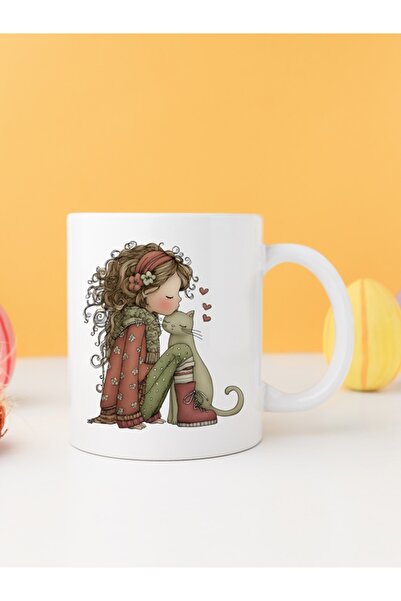 IŞILAY PROMOSYON فتاة غريبة مع قطة كوب بارداك موديل 26