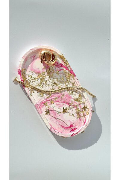 Lavinyum طبق مجوهرات زخرفي بيضاوي الشكل بنمط الرخام الذهبي، حامل شموع مطلي با...