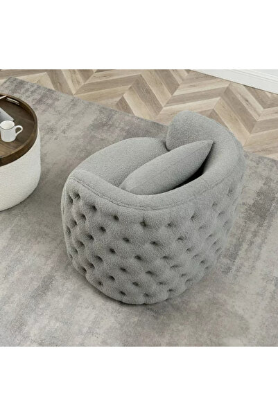 homejoyz WhisperWings Chair | Bouclé Fabric – Light Gray